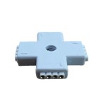 Female connector for RGB led strips, with 4 pins and 4 ports - + form